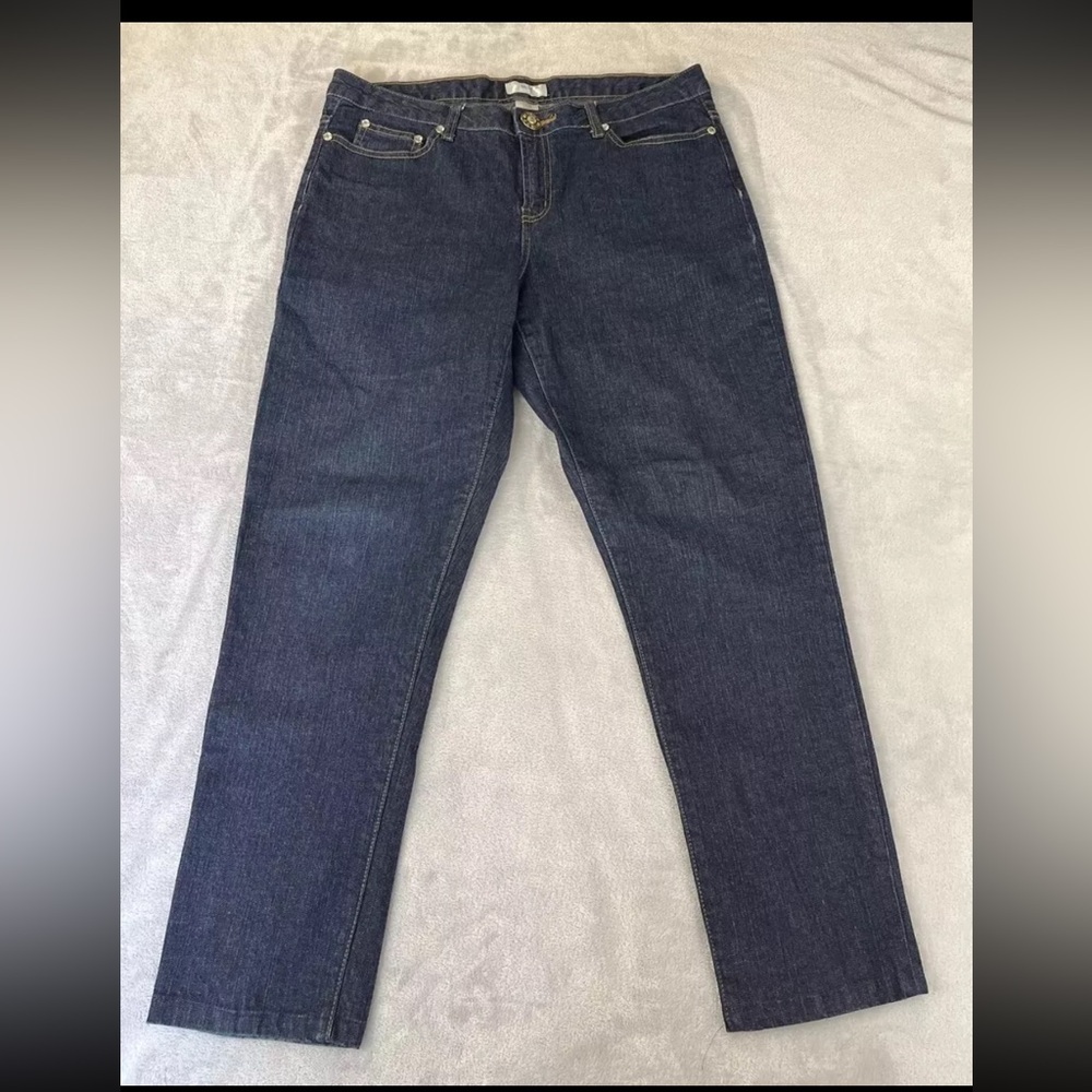 Metro 7 womens dark wash skinny leg blue jeans size 10